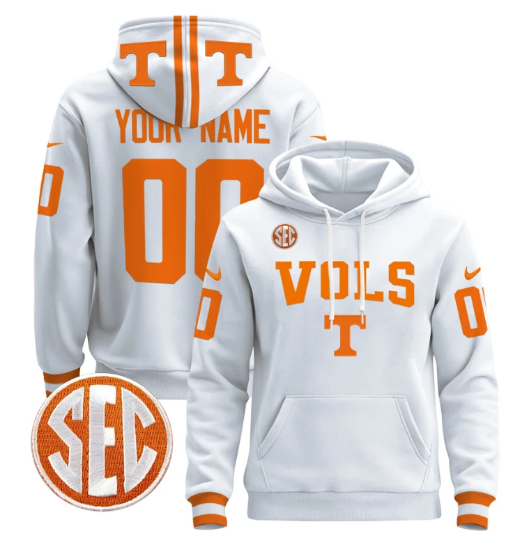 Custom Tennessee Vols Hoodie Name, Number 2024 Pullover V3 Stitched Black by Hoodie Pullover