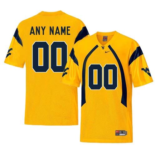 Custom West Virginia Mountaineers Jersey Name and Number NCAA College Football Replica Yellow by My Store