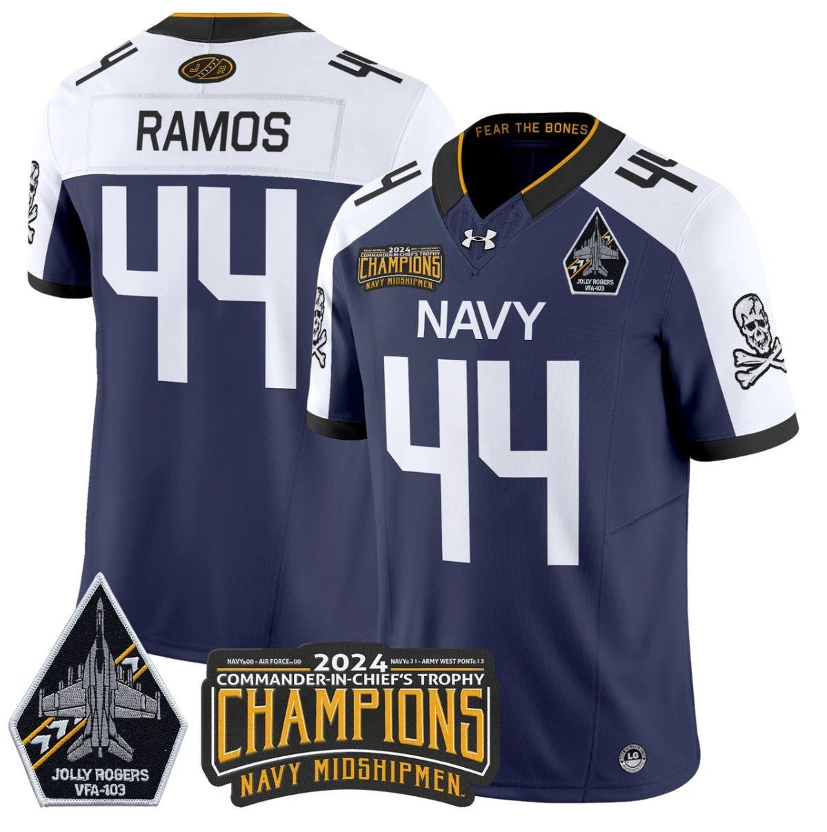 Colin Ramos Jersey #44 Navy Midshipmen Commander-in-chief's Trophy Navy Alternate by NCAA Football Jersey