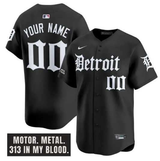 Custom Detroit Tigers Jersey Motor Gothic Edition Vapor Premier Limited Stitched Black by My Store