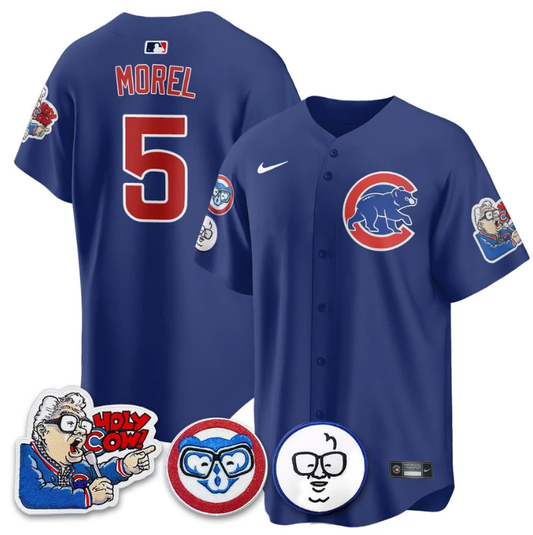 Christopher Morel Jersey #5 Chicago Cubs Harry Caray Holy Cow Patch Premier Limited Stitched Royal by My Store