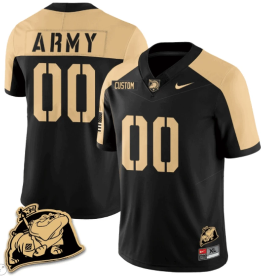 Custom Army Black Knights Jersey Name and Number Rocky The Bulldog Patch Vapor Limited College Football Stitched Black Alternate by My Store