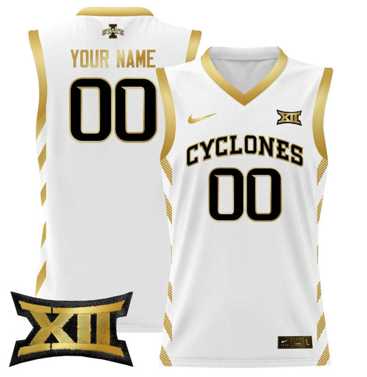 Custom Iowa State Cyclones Jersey 2024 Lightweight Basketball Stitched White Gold by My store basketball