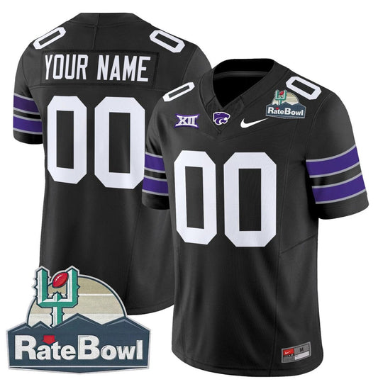 Custom Kansas State Wildcats Jersey 2025 Rate Bowl Patch Football Black by My Store
