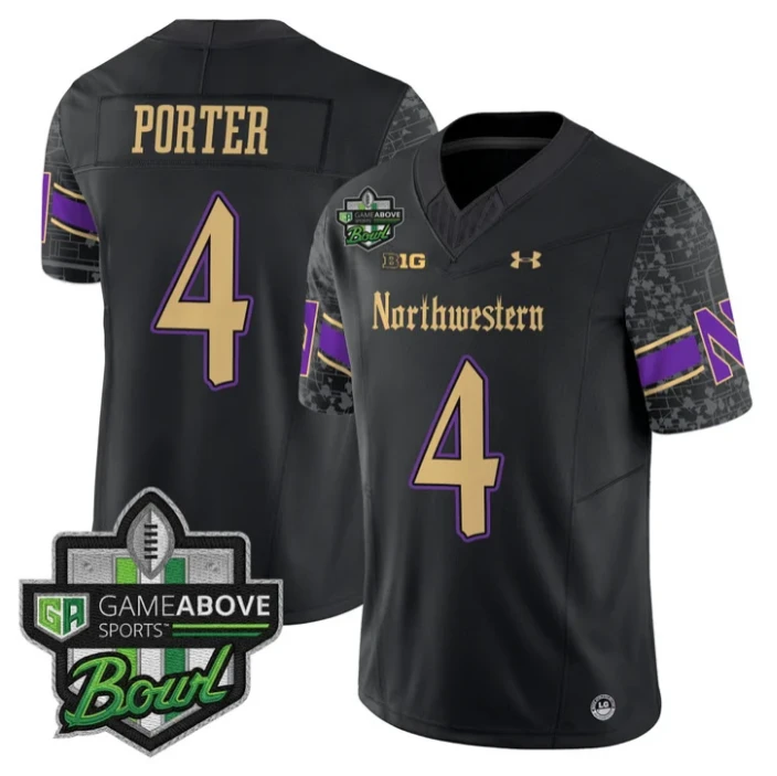 Cam Porter Jersey #4 Northwestern Wildcats 2025 GameAbove Sports Bowl by My Store NCAA Football Jerseys