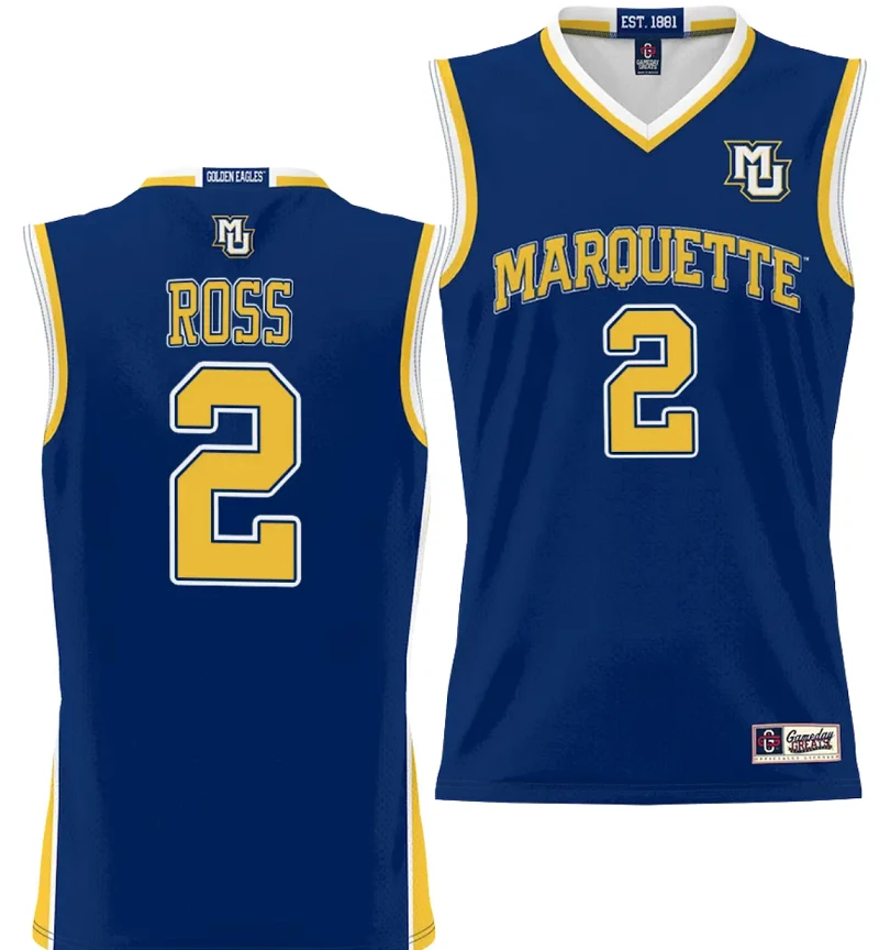 Chase Ross Jersey #2 Marquette Golden Eagles NIL Basketball Lightweight by My store basketball