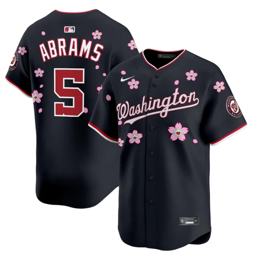 CJ Abrams Jersey #5 Washington Nationals Cherry Blossom Vapor Premier Limited Stitched Navy by My Store