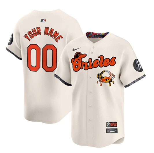 Custom Baltimore Orioles Jersey Maryland Blue Crab Vapor Premier Limited Stitched Cream by My Store