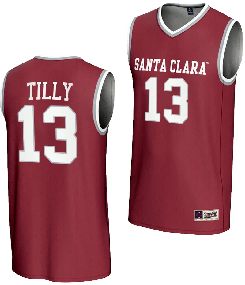 Christoph Tilly Jersey #13 Santa Clara Broncos Basketball NIL Lightweight Maroon by My store basketball