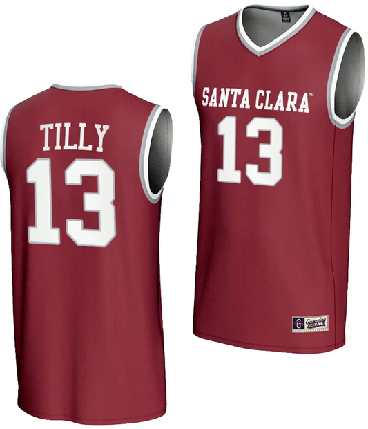 Christoph Tilly Jersey #13 Santa Clara Broncos Basketball NIL Lightweight Maroon by My store basketball