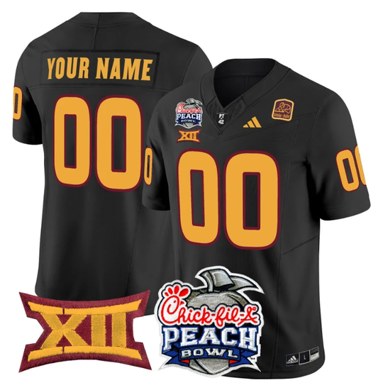 Custom Arizona State Sun Devils Jersey 2025 Peach Bowl Patch Black by My Store