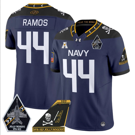 Colin Ramos Jersey #44 Navy Midshipmen 2024 Jolly Rogers Patch Navy by My Store