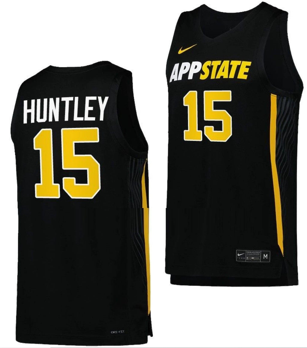 CJ Huntley Jersey Appalachian State Mountaineers College Basketball Black #15 by My store basketball