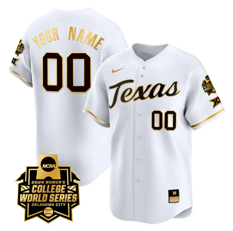 Custom Texas AM Aggies Jersey 2024 College World Series Champions Vapor Premier Limited NCAA Baseball Stitched White Gold by My Store