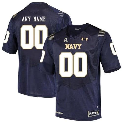 Custom Navy Midshipmen Jersey Name and Number NCAA College Football Navy Blue by My Store