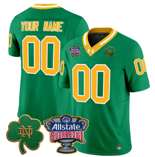 Custom Notre Dame Fighting Irish Jersey 2024 Sugar Bowl Patch Vapor Throwback by NCAA Football Jersey