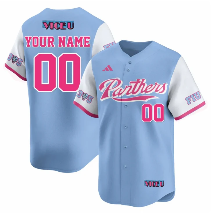 Custom FIU Baseball Jersey Name, Number 2025 Vice U All Stitched Blue by My Store