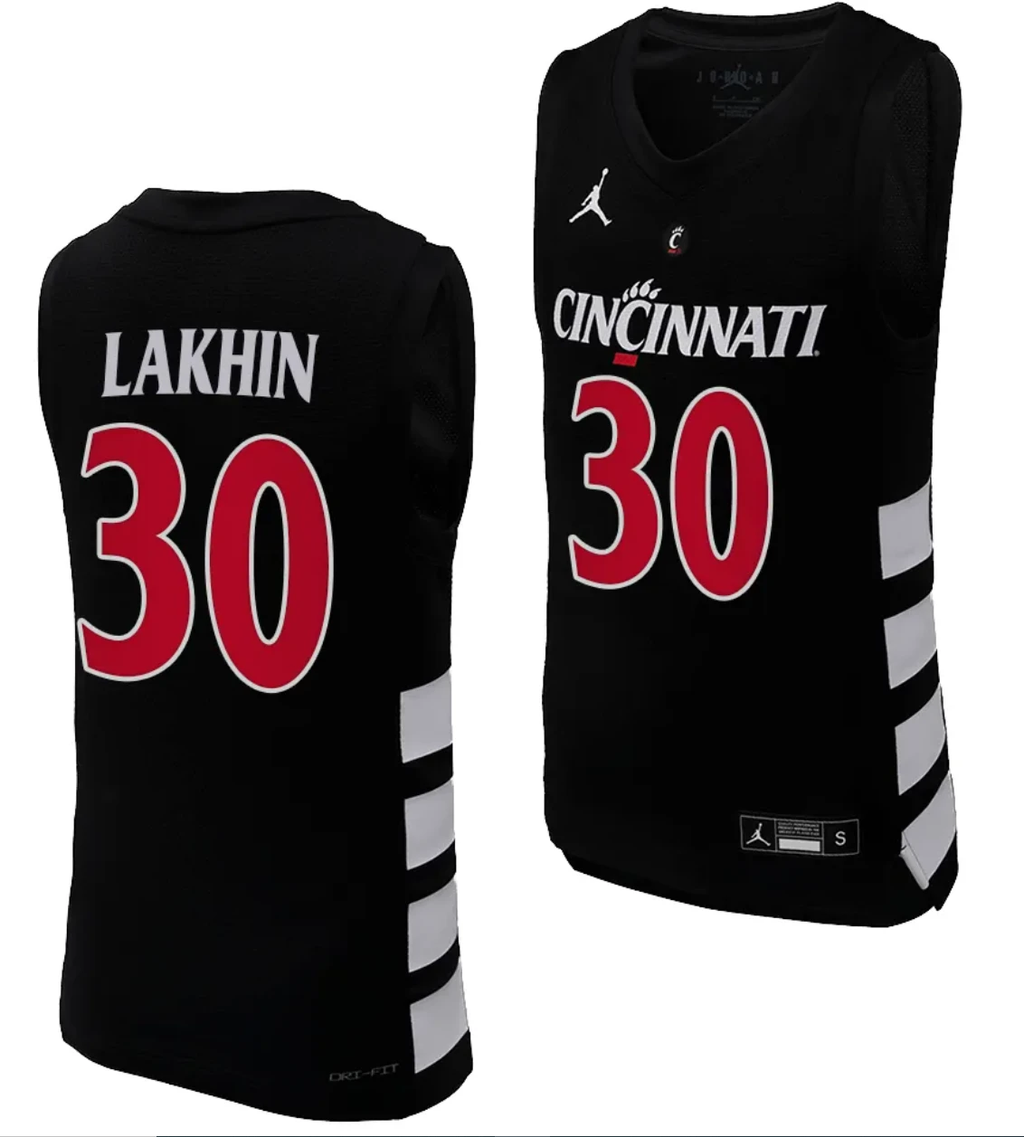 Cincinnati Bearcats Viktor Lakhin Jersey #30 Black Basketball Unisex Replica by My store basketball