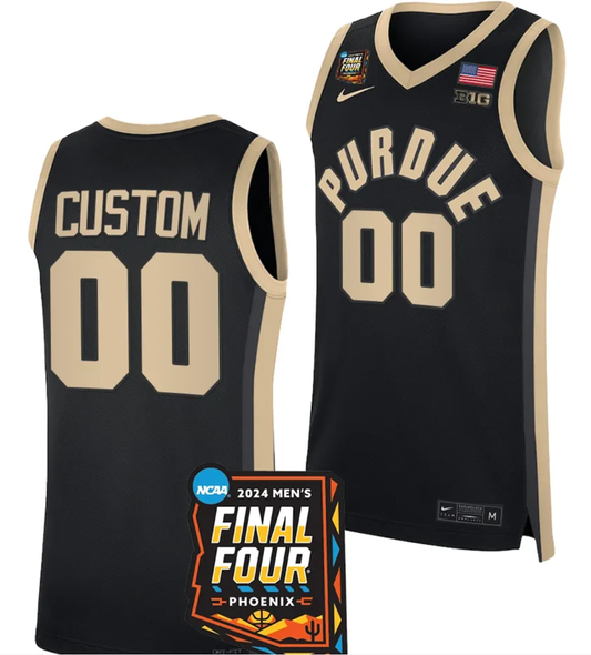 Custom Purdue Boilermakers Jersey Name and Number 2024 NCAA March Madness Final Four Basketball Black by My store basketball
