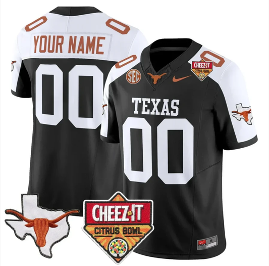 Custom Texas Longhorns Jersey 2025 State Map Citrus Bowl Patch Stitched by My Store NCAA Football Jerseys