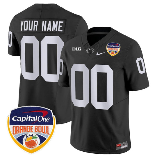 Custom Penn State Jersey Name, Number Orange Bowl Patch Stitched Black by NCAA Football Jersey