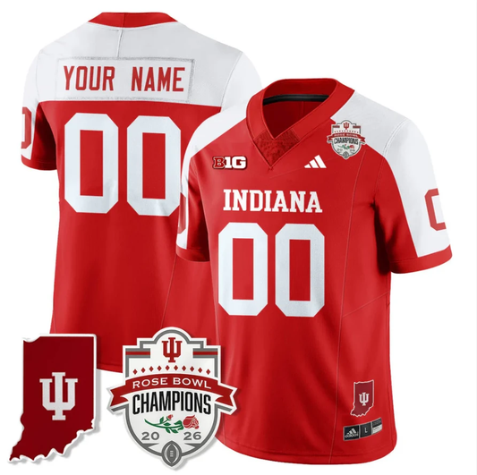 Custom Indiana Hoosiers Jersey 2026 Rose Bowl Champions Patch Stitched by My Store NCAA Football Jerseys