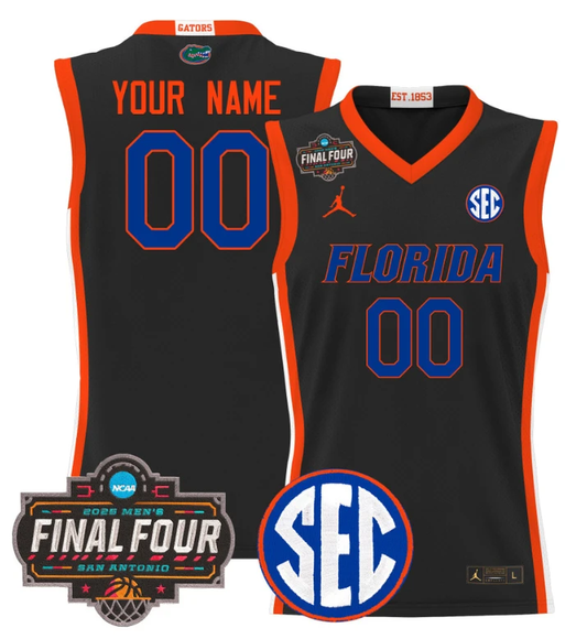Custom Florida Gators Jersey 2025 Final Four Patch Basketball Stitched Black by My store basketball