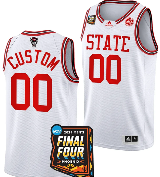 Custom NC State Wolfpack Jersey Name and Number 2024 NCAA March Madness Final Four Basketball White by My store basketball