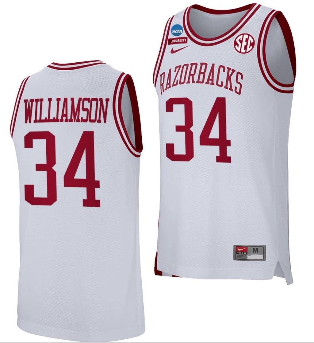 Corliss Williamson Jersey Arkansas Razorbacks College Basketball 2022 NCAA March Madness Retro White #34 by My store basketball