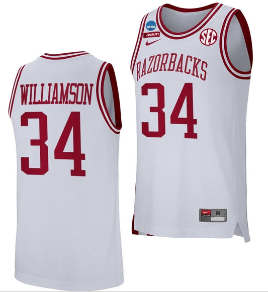 Corliss Williamson Jersey Arkansas Razorbacks College Basketball 2022 NCAA March Madness Retro White #34 by My store basketball
