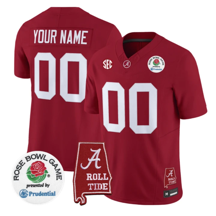 Custom Alabama Crimson Tide Jersey 2026 Rose Bowl Patch Stitched by My Store NCAA Football Jerseys