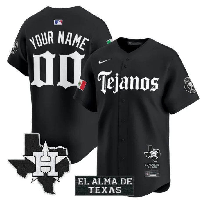 Custom Houston Astros Jersey Mexico Tejano Barrio Style Vapor Premier Limited Stitched Black by My Store