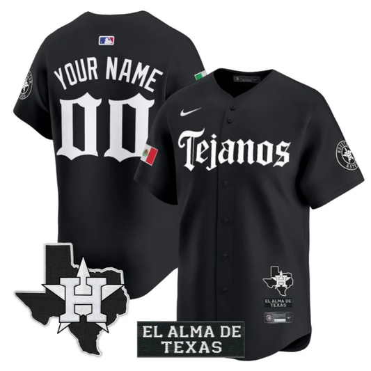 Custom Houston Astros Jersey Mexico Tejano Barrio Style Vapor Premier Limited Stitched Black by My Store