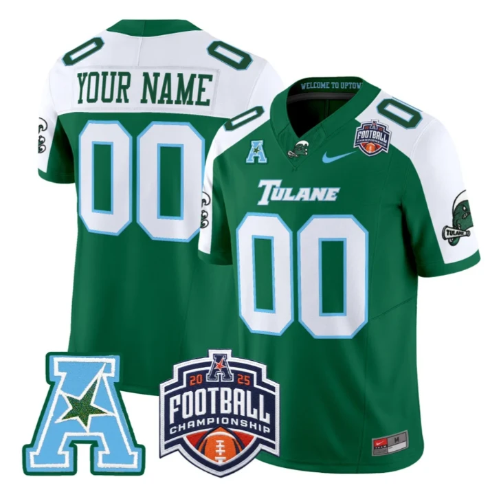 Custom Tulane Green Wave Jersey 2025 AAC Championship Vapor Stitched by My Store NCAA Football Jerseys