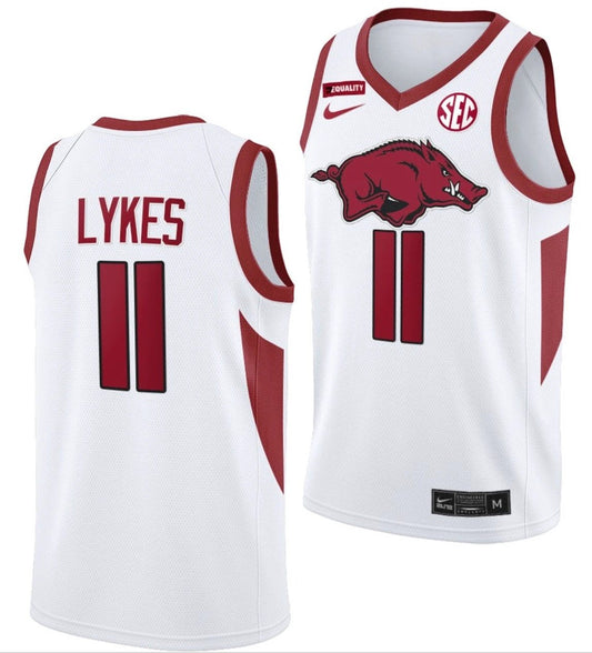 Chris Lykes Jersey Arkansas Razorbacks College Basketball Equality White #11 by My store basketball