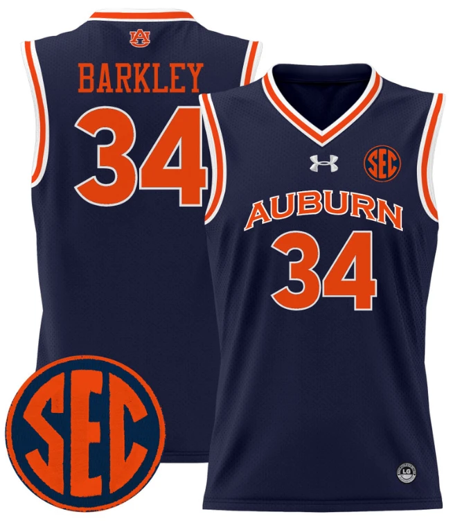 Charles Barkley Jersey #34 Auburn Tigers 2024 Lightweight Basketball Navy by My store basketball