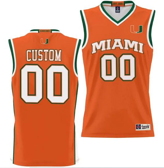 Custom Miami Hurricanes Jersey Name and Number NIL College Basketball Lightweight Orange by My store basketball