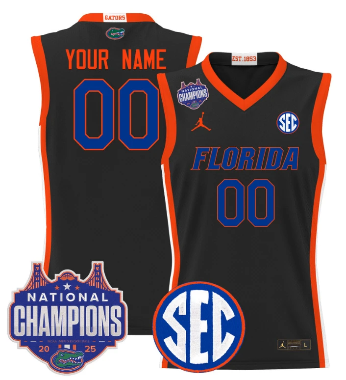 Custom Florida Gators Jersey 2025 National Champions Patch Stitched Black by My store basketball