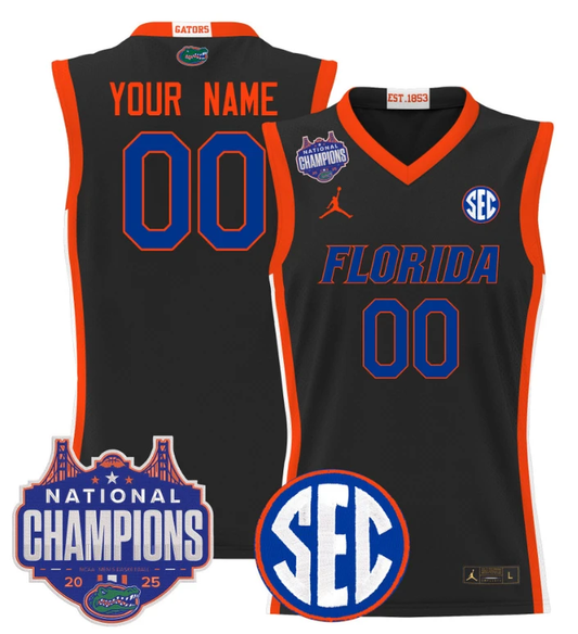 Custom Florida Gators Jersey 2025 National Champions Patch Stitched Black by My store basketball