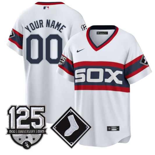 Custom Chicago White Sox Jersey Name, Number 125th Anniversary Stitched White 1983 by My Store