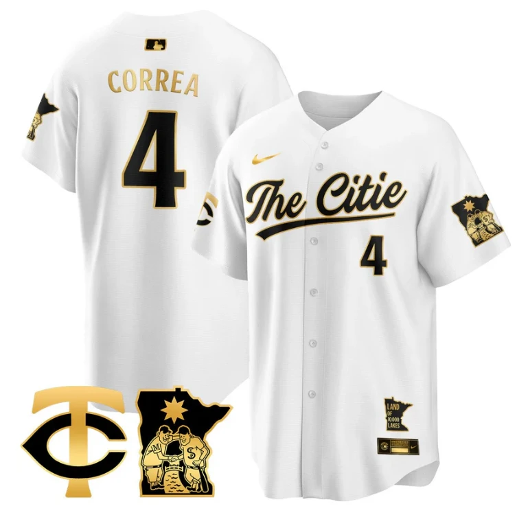 Carlos Correa Jersey #4 Minnesota Twins 2025 City Connect Concept Stitched White Gold by My Store