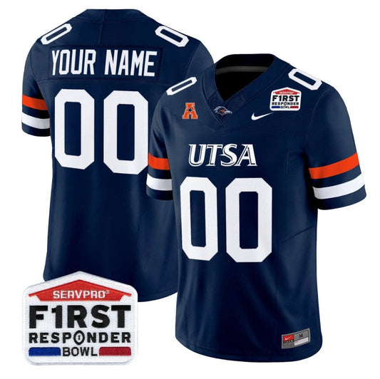 Custom UTSA Roadrunners Jersey 2025 First Responder Bowl Stitched Navy by NCAA Football Jersey