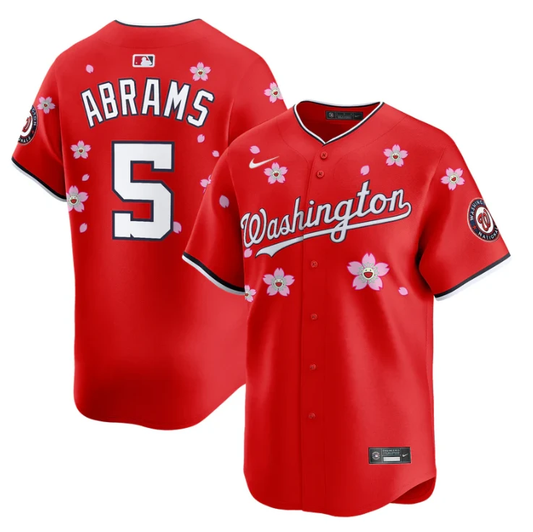 CJ Abrams Jersey #5 Washington Nationals Cherry Blossom Vapor Premier Limited Stitched Red by My Store