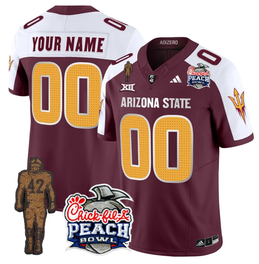 Custom Sun Devils Pat Tillman Jersey Arizona State Peach Bowl V2 Maroon Alternate by My Store