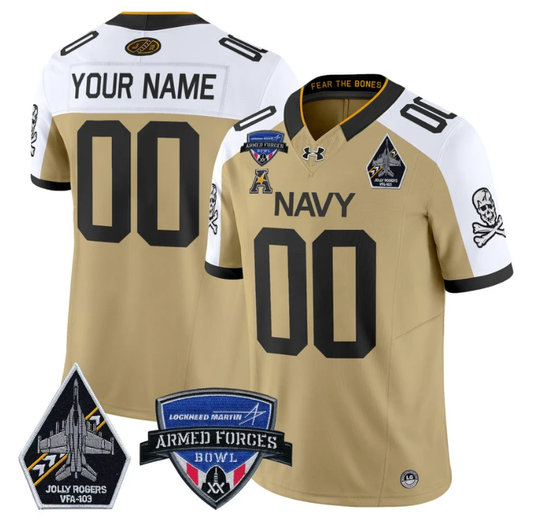 Custom Navy Midshipmen Jersey 2025 Armed Forces Bowl Football Gold Alternate by My Store