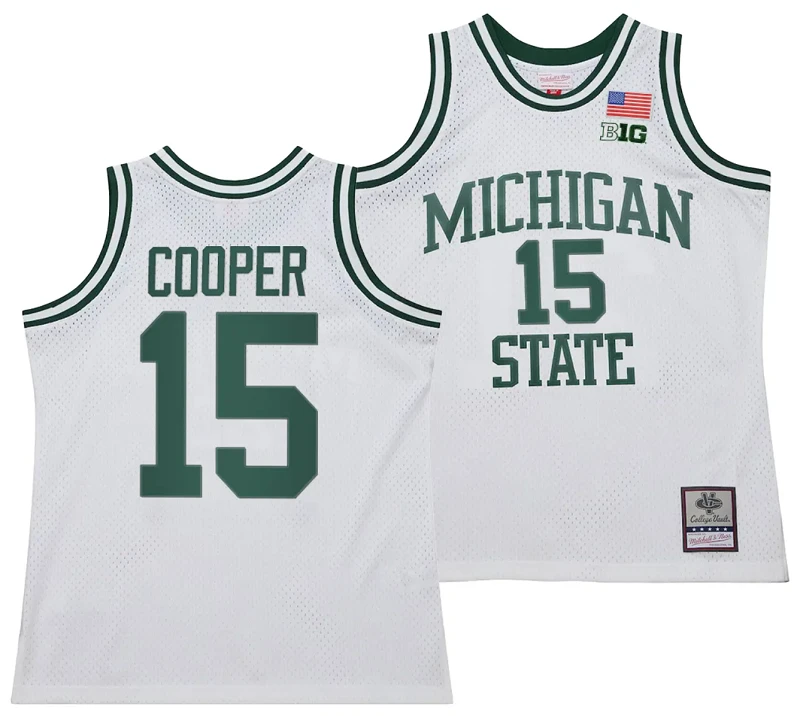 Carson Cooper Jersey #15 Michigan State Spartans 125th Basketball Anniversary 1990 Throwback White by My store basketball