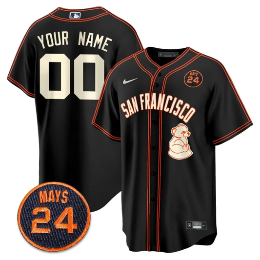 Custom San Francisco Giants Jersey #24 Willie Mays Patch 2024 Vapor Premier Limited Black Limited by My Store