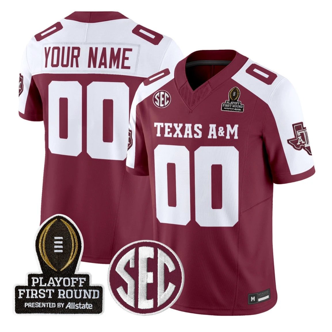 Custom Texas A&M Aggies Jersey 2025 Playoff First Round Stitched by My Store NCAA Football Jerseys