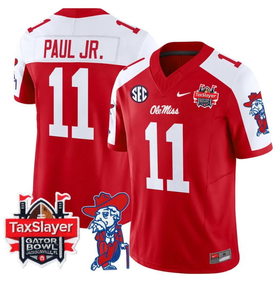 Chris Paul Jr Jersey #11 Ole Miss Rebels 2024 Gator Bowl V2 Red Alternate by My Store