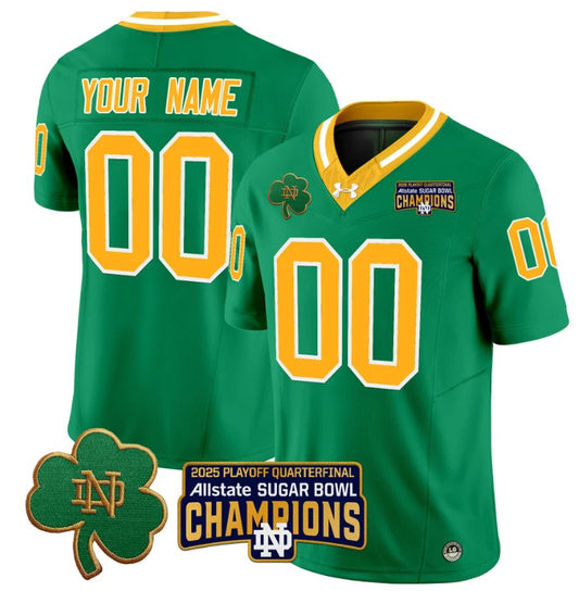 Custom Notre Dame Jersey 2025 Playoff Sugar Bowl Champions Throwback by NCAA Football Jersey